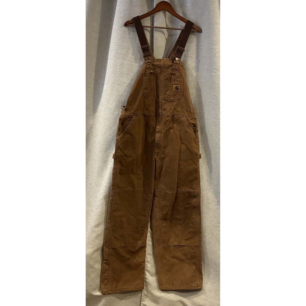 Carhartt Men's  Quilt Lined Duck Bib Overall Brown Size 38X30
